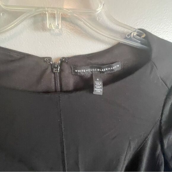Women’s White House Black Market solid black dress 3/4 sleeve zip in back size 4 - Picture 2 of 3